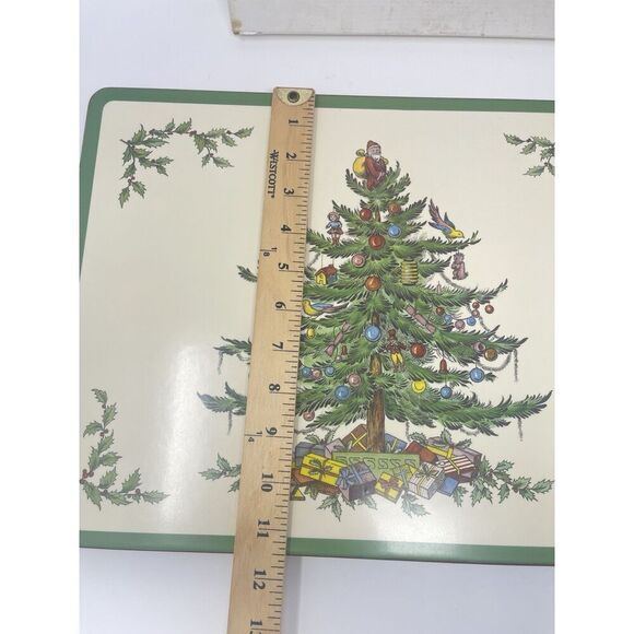 Vintage Pimpernel Spode Christmas Tree Hard Placemats 11.5x15.5” Boxed Set Of 4 - Picture 3 of 11